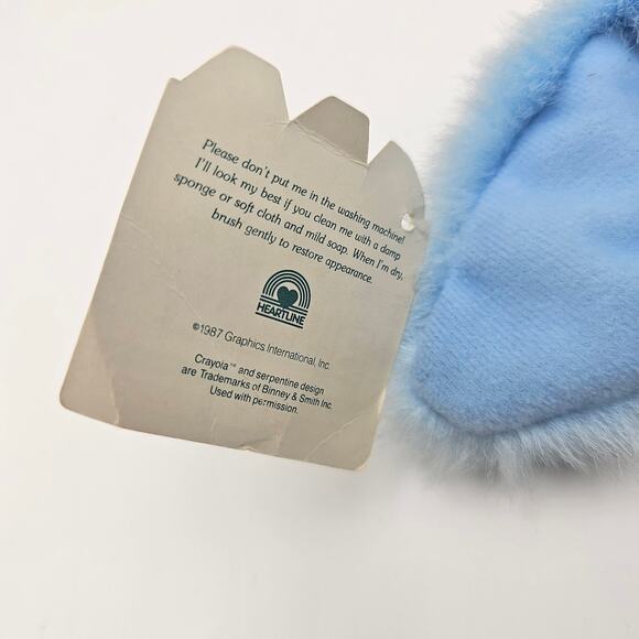 Vintage 1987 Heartline Crayola Blue Bunny Rabbit Stuffed Animal Plush 13”  NEW - Picture 5 of 6